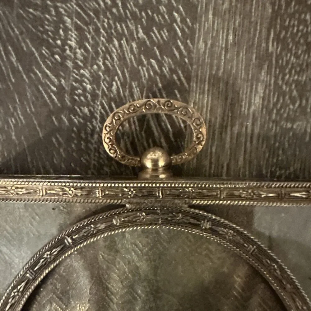 Antique Solid Brass Picture Frame with Original Glass – c. 1890–1915 – 3x4